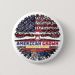 Serbisch Serbien USA USA Vereinigte Staaten Tree Button