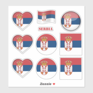 Serbische Aufkleber und serbische Flagge, Herz/Spo