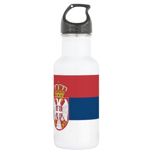 Serbische Flagge Edelstahlflasche (Vorderseite)