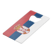 Serbische Flagge Geldbeutel Flaschenöffner (Vorderseite Schrägansicht)