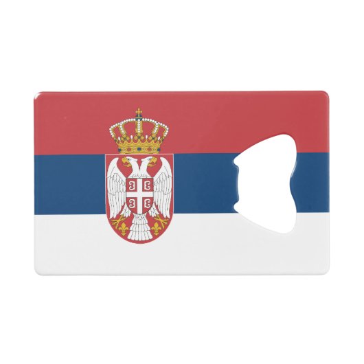 Serbische Flagge Geldbeutel Flaschenöffner (Vorderseite (Horizontal))