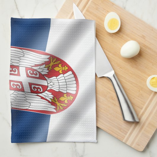 Serbische Flagge Geschirrtuch (Viertel Falte)