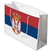Serbische Flagge Große Geschenktüte (Rückseite Schrägansicht)