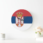 Serbische Flagge Große Wanduhr (Zuhause)