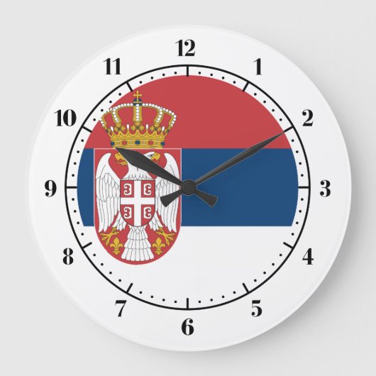 Serbische Flagge Große Wanduhr (Vorderseite)