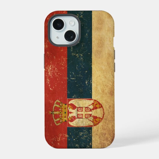 Serbische Flagge iPhone 15 Hülle (Rückseite)