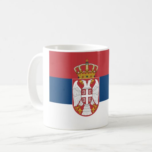 Serbische Flagge Kaffeetasse (Vorderseite Links)