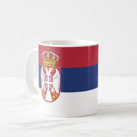 Serbische Flagge Kaffeetasse (Vorderseite Links)