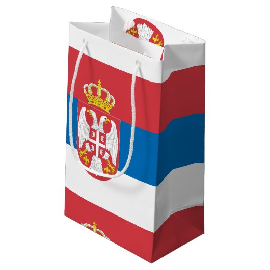 Serbische Flagge Kleine Geschenktüte (Rückseite Schrägansicht)