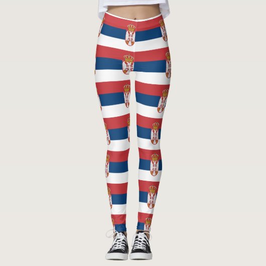 Serbische Flagge Leggings (Vorderseite)