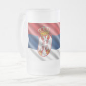 Serbische Flagge Mattglas Bierglas (Vorderseite Links)