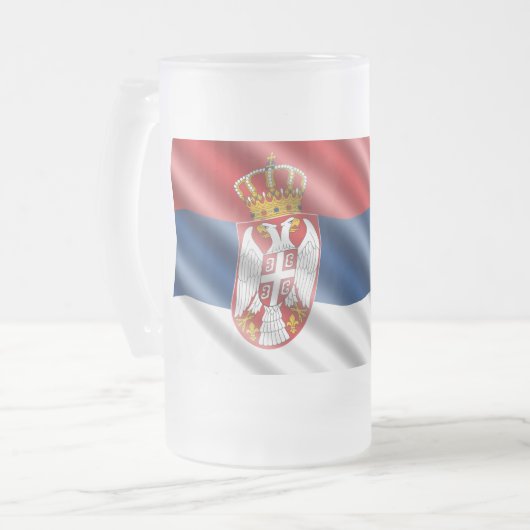 Serbische Flagge Mattglas Bierglas (Vorderseite Links)