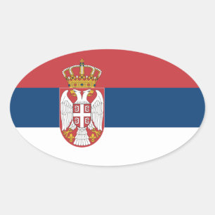 Serbische Flagge Ovaler Aufkleber