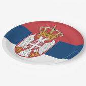Serbische Flagge Pappteller (Schrägansicht)