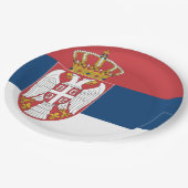 Serbische Flagge Pappteller (Schrägansicht)