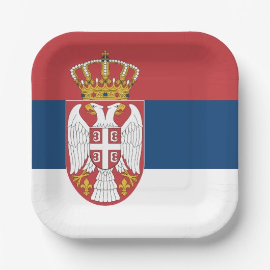 Serbische Flagge Pappteller (Vorderseite)