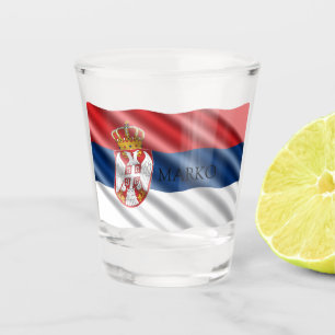 serbische Flagge, patriotisch Schnapsglas
