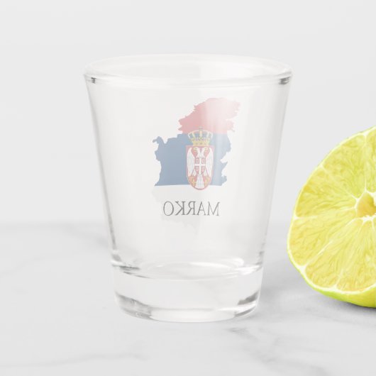 serbische Flagge, patriotisch Schnapsglas (Rückseite)