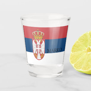serbische Flagge, patriotisch Schnapsglas