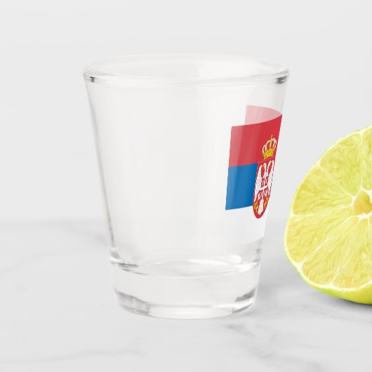 Serbische Flagge Schnapsglas (Links)