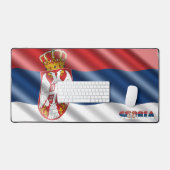 Serbische Flagge Schreibtischunterlage (Tastatur & Maus)