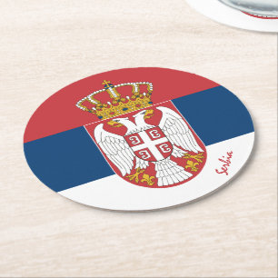 Serbische Flagge & Serbien Hochzeit, Party / Sport Runder Pappuntersetzer