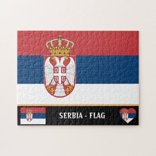 Serbische Flagge & Serbien - Land, Urlaub/Sport Puzzle (Horizontal)