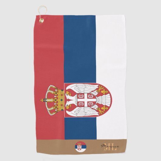 Serbische Flagge & Serbien mit Monogramm Golfhandt Golfhandtuch (Vorderseite)