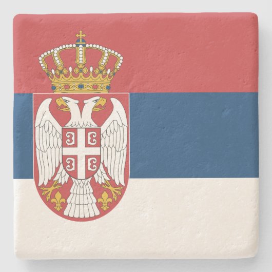 Serbische Flagge Steinuntersetzer (Vorderseite)