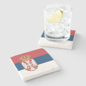 Serbische Flagge Steinuntersetzer (Seitenansicht)