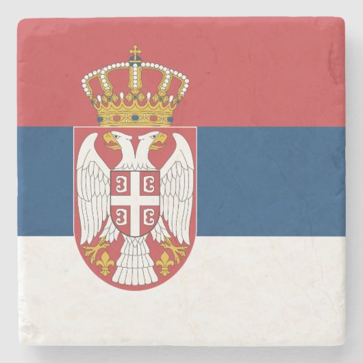 Serbische Flagge Steinuntersetzer (Vorderseite)