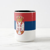 Serbische Flagge Zweifarbige Tasse (Mittel)
