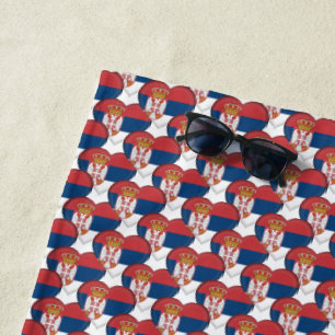 Serbische Flaggenfarben hören Patriotik Strandtuch