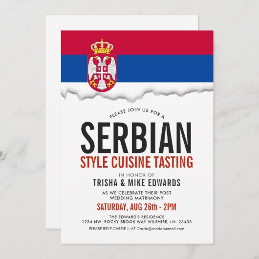 Serbische Küche | Party Flag Weißer Einladung (Vorne/Hinten)