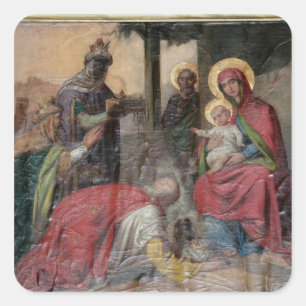 Serbische orthodoxe Ikonographie in der Kirche von Quadratischer Aufkleber