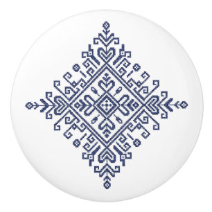 Serbische Zmijanje-Folk-Hearts-Flower-Keramikknopf Keramikknauf