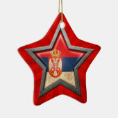Serbischer Flaggen-Stern mit Strahlen des Lichtes Keramikornament (Rechts)