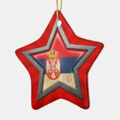 Serbischer Flaggen-Stern mit Strahlen des Lichtes Keramikornament (Links)