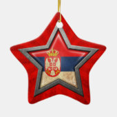 Serbischer Flaggen-Stern mit Strahlen des Lichtes Keramikornament (Hinten)