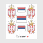 Serbisches Kleinwappen und Flaggenaufkleber Aufkleber (Blatt)