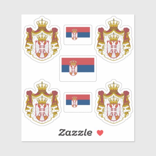 Serbisches Wappen und Flaggenaufkleber Aufkleber (Blatt)