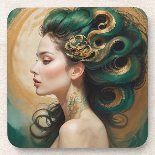 "Serelith" - Curls of Celestial Jade Getränkeuntersetzer (Vorderseite)