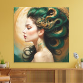 "Serelith" - Curls of Celestial Jade Leinwanddruck (Insitu (Wohnzimmer))