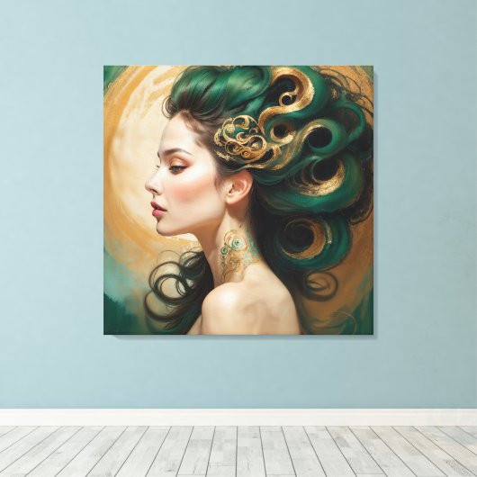 "Serelith" - Curls of Celestial Jade Leinwanddruck (Insitu (Holzboden))