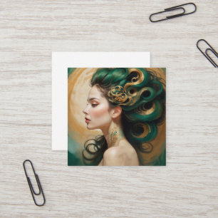"Serelith" - Curls of Celestial Jade Quadratische Visitenkarte