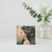 "Serelith" - Curls of Celestial Jade Quadratische Visitenkarte (Stehend Vorderseite)