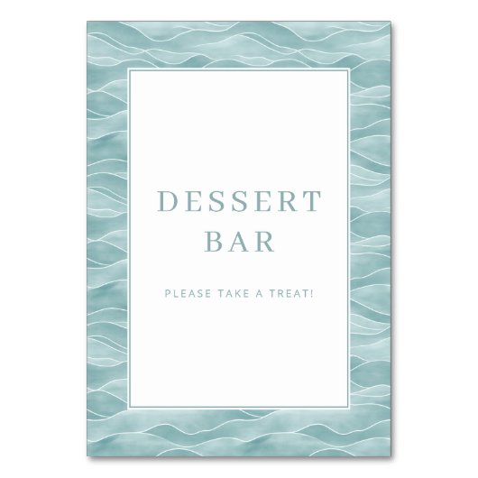 Seren Blaue Wasserwelle Dessertbar-Schild Tischnummer (Vorderseite)