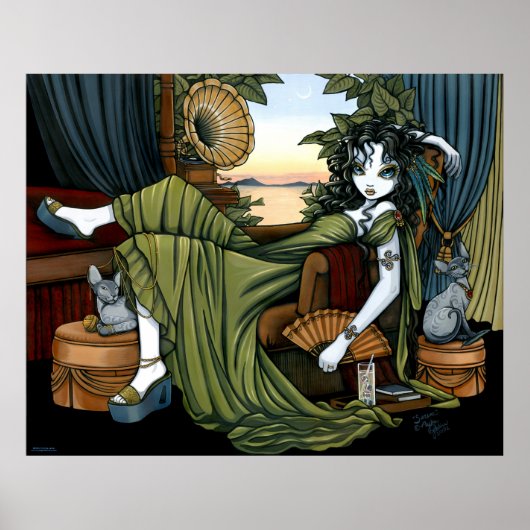 Serena Eclectic Sunset Cat Fairy Poster (Vorne)