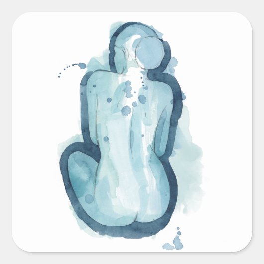 Serena Sketch Quadratischer Aufkleber (Vorderseite)