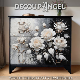 Serenade aus Schwarz und Weiß - Decoupage - Seidenpapier